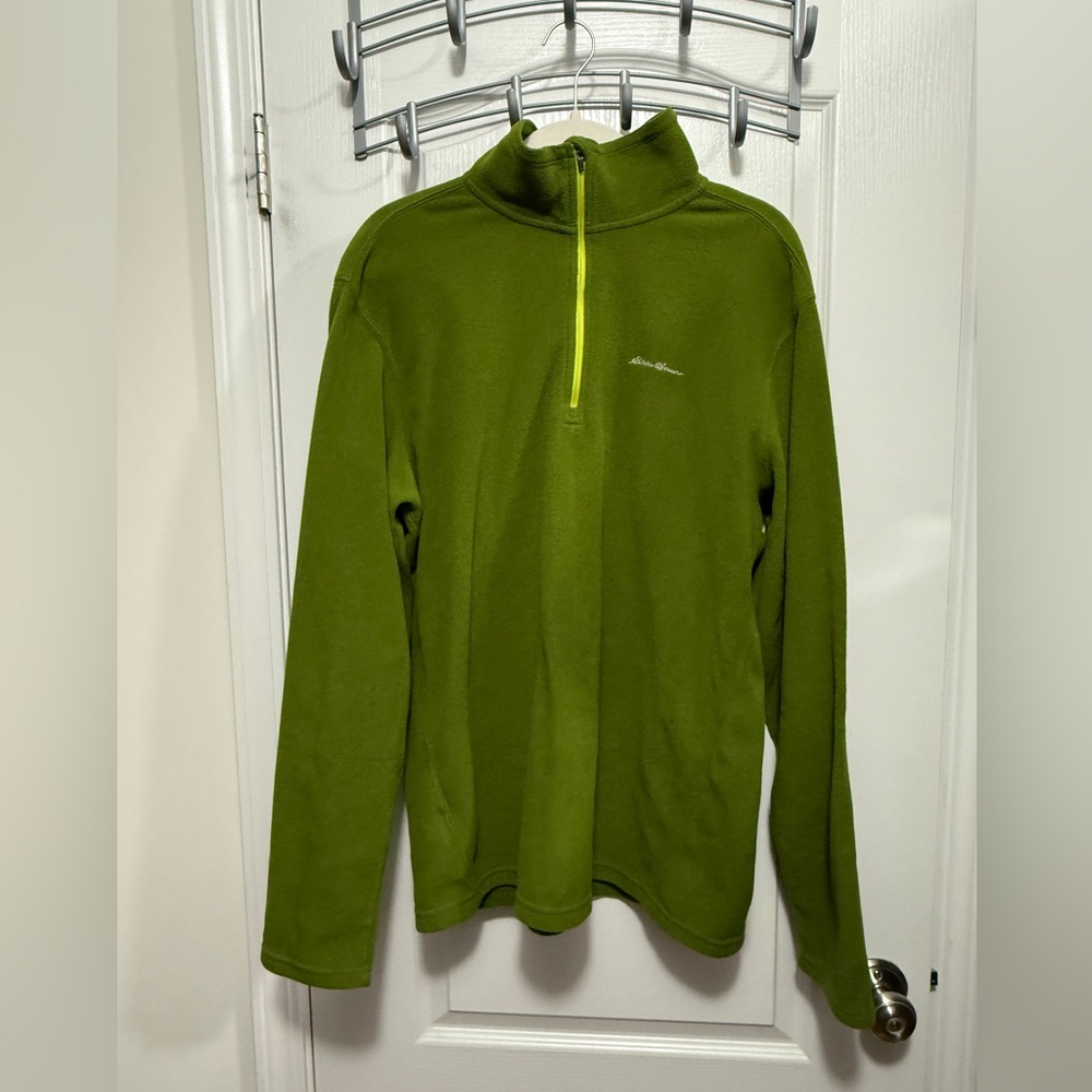 Eddie Bauer Polartec Men’s TL Lightweight‎ Green Fleece 1/4 Zip pullover jacket